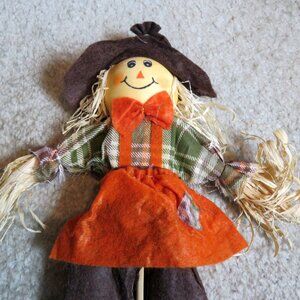 Halloween 16" Scarecrow on a Stick Fall Harvest Holiday Decor Pick/Plant Stake
